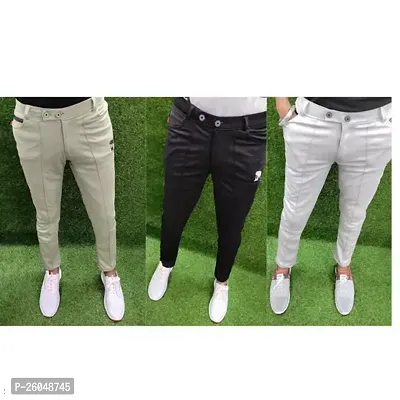 Classic Polyester Solid Track Pants for Men, Pack of 3