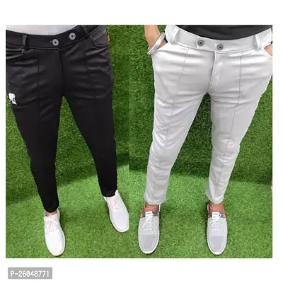 Classic Polyester Solid Track Pants for Men, Pack of 2-thumb0