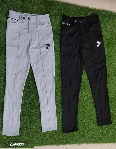 Classic Polyester Solid Track Pants for Men, Pack of 2