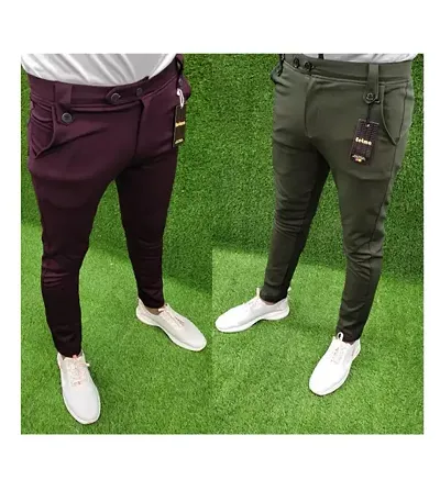 Classic Solid Track Pants for Men, Pack of 2