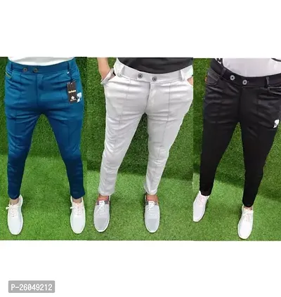Classic Polyester Solid Track Pants for Men, Pack of 3