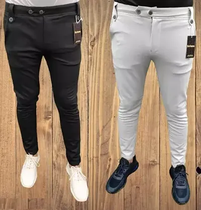 Trendy Polyester Regular Track Pants For Men Pack of 2