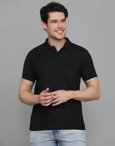 INKKR Men's Collar Neck Cotton Solid T-Shirt?