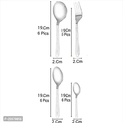 Troozy Premium Stainless Steel Lovely Cutlery Set - Set of 25 (Contains: 6 Master Spoons, 6 Table Spoons, 6 Forks, 6 Soup Spoons, 1 Stand) Cutlery Set for Dining Table-thumb2