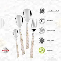 Troozy Premium Wave Complete Cutlery Set (Pack of 25) (6 Pieces Tea Spoon), (6 Master Spoon), (6 Pieces Master Fork), (6 Pieces Master Soup Spoon) With Stand-thumb3