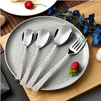 Troozy Premium Wave Complete Cutlery Set (Pack of 25) (6 Pieces Tea Spoon), (6 Master Spoon), (6 Pieces Master Fork), (6 Pieces Master Soup Spoon) With Stand-thumb1