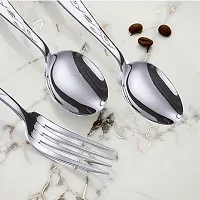 Troozy Cutlery Set of 24 Stainless Steel Spoons 6 Tea Spoons, 6 Soup Spoons, 6 Master Spoons, 6 Master Forks and 1 Steel Stand,-thumb1