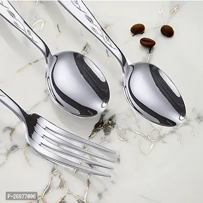 Troozy Cutlery Set of 24 Stainless Steel Spoons 6 Tea Spoons, 6 Soup Spoons, 6 Master Spoons, 6 Master Forks and 1 Steel Stand,-thumb2