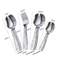 Troozy Cutlery Set of 24 Stainless Steel Spoons 6 Tea Spoons, 6 Soup Spoons, 6 Master Spoons, 6 Master Forks and 1 Steel Stand,-thumb2