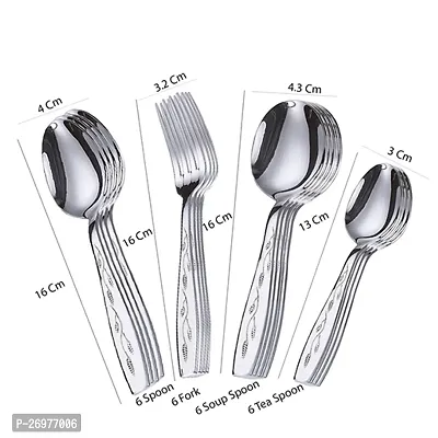Troozy Cutlery Set of 24 Stainless Steel Spoons 6 Tea Spoons, 6 Soup Spoons, 6 Master Spoons, 6 Master Forks and 1 Steel Stand,-thumb3