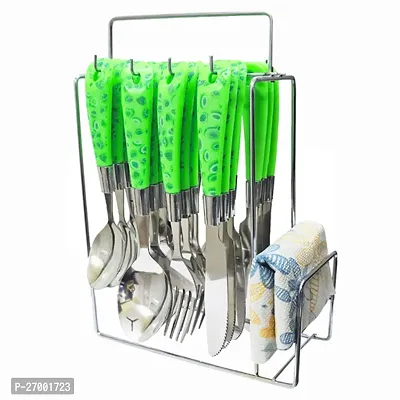 Troozy Tansy 25 Piece Cutlery Set (6 Tea Spoons, 6 Knives, 6 Master Spoons, 6 Master Forks and 1 Designer Stand) | Stainless Steel Grade 304 | Food Grade | Dishwasher Safe | Kitchen Dining Collection