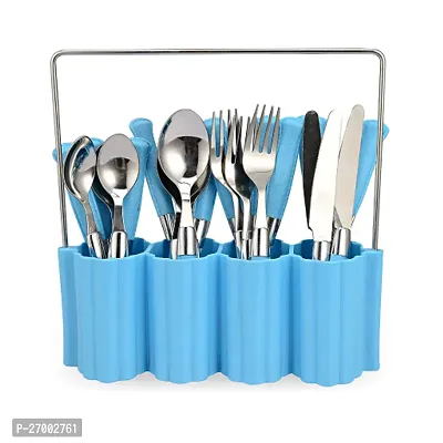 Troozy Crax Stainless Cutlery Set 25 Piece with Storage Box (Contains: 6 Tea Spoons, 6 Knives, 6 Master Spoons, 6 Master Forks, 1 Designer Stand)-Spoon Set/Spoon Stand for Kitchen and Dining