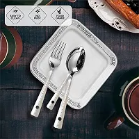 Troozy Spoons Kitchen Set Oreo - Stainless Cutlery Set - Set of 25 (Contains: 6 Tea Spoons, 6 Soup Spoon, 6 Master Spoon, 6 Master Forks, 1 Steel Stand) With 2 Piece Spice Jar Free, Silverware Set,-thumb1