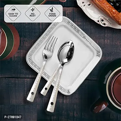 Troozy Spoons Kitchen Set Oreo - Stainless Cutlery Set - Set of 25 (Contains: 6 Tea Spoons, 6 Soup Spoon, 6 Master Spoon, 6 Master Forks, 1 Steel Stand) With 2 Piece Spice Jar Free, Silverware Set,-thumb2