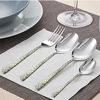 Troozy Laser Complete Cutlery Set 24 pcs with Hanging Stand (6 Tea Spoons, 6 Master Spoons, 6 Desert Spoon, 6 Dessert Forks  1 Cutlery Stand) Made of 304 Stainless Steel-thumb3