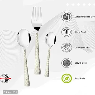 Troozy Laser Complete Cutlery Set 24 pcs with Hanging Stand (6 Tea Spoons, 6 Master Spoons, 6 Desert Spoon, 6 Dessert Forks  1 Cutlery Stand) Made of 304 Stainless Steel-thumb5