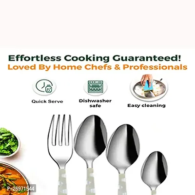 Troozy Laser Complete Cutlery Set 24 pcs with Hanging Stand (6 Tea Spoons, 6 Master Spoons, 6 Desert Spoon, 6 Dessert Forks  1 Cutlery Stand) Made of 304 Stainless Steel-thumb3