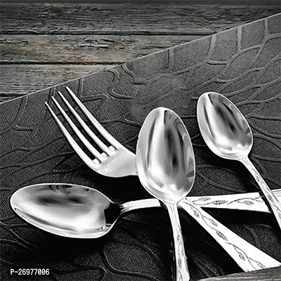 Troozy Cutlery Set of 24 Stainless Steel Spoons 6 Tea Spoons, 6 Soup Spoons, 6 Master Spoons, 6 Master Forks and 1 Steel Stand,-thumb5