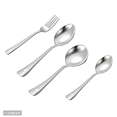 Troozy Spoons Kitchen Set Oreo - Stainless Cutlery Set - Set of 25 (Contains: 6 Tea Spoons, 6 Soup Spoon, 6 Master Spoon, 6 Master Forks, 1 Steel Stand) With 2 Piece Spice Jar Free, Silverware Set,-thumb5