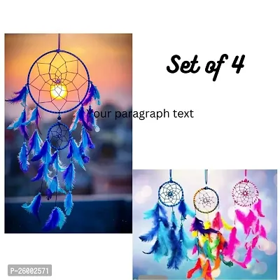 Dream Catcher | Multicolor Dream Catcher | Combo of Dream Catcher of 4| Home Decor | wall Decoration | size ( 6inche-1set) (3inch-3sets) Set of 4-thumb0