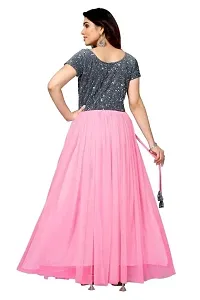 Stylish Pink Color Black Velvet Gown-thumb3