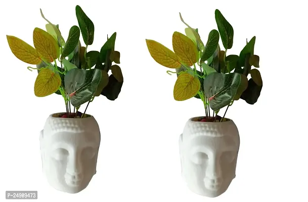 MoneyPB2016 Artificial Money Plant with Buddha Pot Pack of 2 PCS Pack of 2 PCS