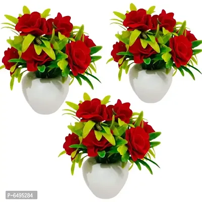 Artificial Rose Bonsai Set Of 3 Pcs-thumb0