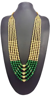 RAADHE CREATION Metal Type and Pearl Moti dulha necklace chain for Men (Green)-thumb1