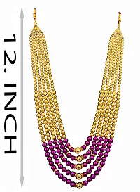 RAADHE CREATION Gold Plated and Pearl Moti dulha necklace chain for Men (Purple)-thumb2