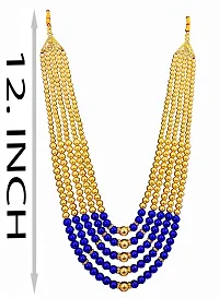RAADHE CREATION Gold Plated and Pearl Moti dulha necklace chain for Men (Royal blue)-thumb2