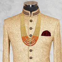 RAADHE CREATION Gold Plated and Pearl Moti dulha necklace chain for Men (Orange)-thumb3