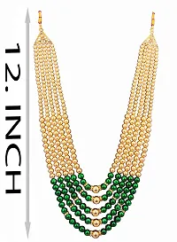 RAADHE CREATION Metal Type and Pearl Moti dulha necklace chain for Men (Green)-thumb2