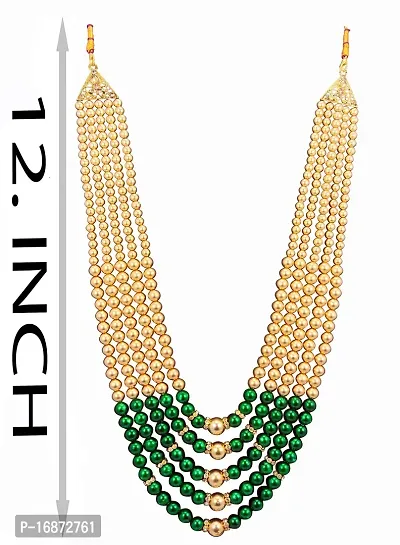 RAADHE CREATION Metal Type and Pearl Moti dulha necklace chain for Men (Green)-thumb3