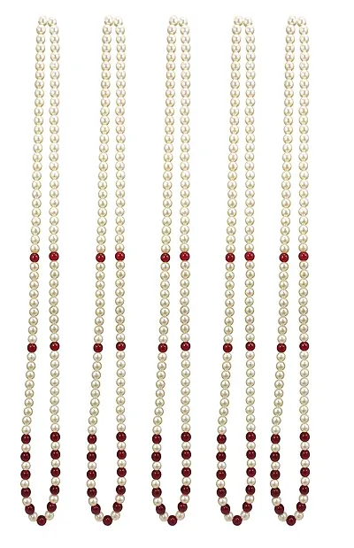 RAADHE CREATION Swagat mala Single Layered Traditional Plated Dulha Moti Mala with Beads Maharaja Haar/Groom Necklace for Men- (5)