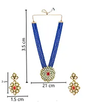 RAADHE CREATION Handmade Traditonal Mala Set For Women | Kundan Jewellery Set For Women | Imitation Set for Wedding, Reception, Party | Gold Plated Mala Set for Women Stylish | Royal Blue Pearls-thumb3