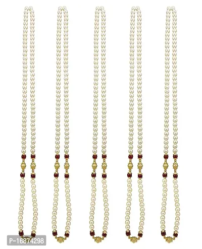 RAADHE CREATION Swagat mala Single Layered Traditional Gold Plated Dulha Moti Mala with Beads Maharaja Haar/Groom Necklace for Men- (5)