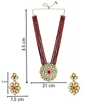 RAADHE CREATION Handmade Traditonal Mala Set For Women | Kundan Jewellery Set For Women | Imitation Set for Wedding, Reception, Party | Gold Plated Mala Set for Women Stylish | Maroon Pearls-thumb2