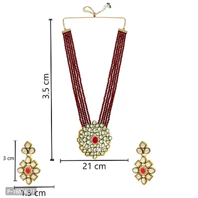 RAADHE CREATION Handmade Traditonal Mala Set For Women | Kundan Jewellery Set For Women | Imitation Set for Wedding, Reception, Party | Gold Plated Mala Set for Women Stylish | Maroon Pearls-thumb3