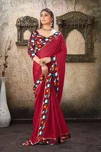 DAMIRA Women's Dola Silk Jacquard Less Border Saree (MAROON)-thumb3