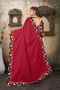 DAMIRA Women's Dola Silk Jacquard Less Border Saree (MAROON)-thumb2