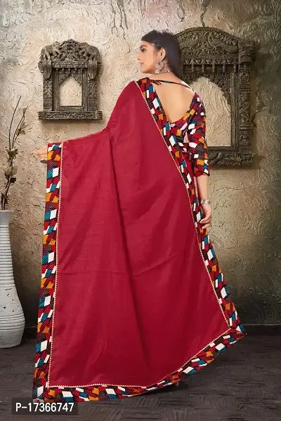 DAMIRA Women's Dola Silk Jacquard Less Border Saree (MAROON)-thumb3