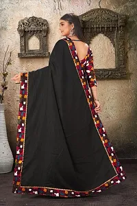 DAMIRA Women's Dola Silk Jacquard Less Border Saree (BLACK)-thumb2