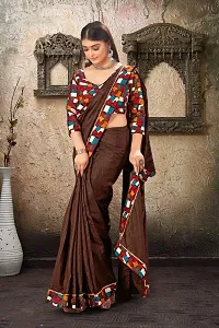 DAMIRA Women's Dola Silk Jacquard Less Border Saree (BROWN)-thumb3