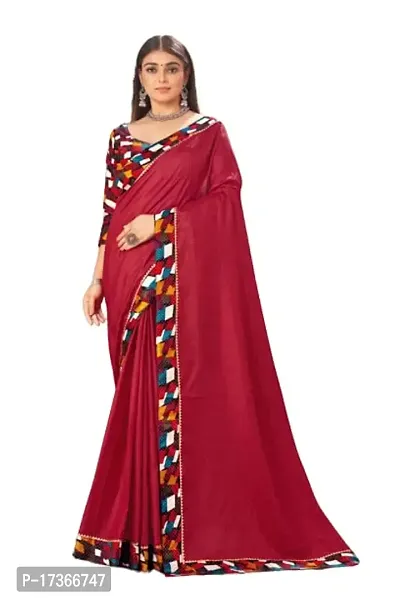 DAMIRA Women's Dola Silk Jacquard Less Border Saree (MAROON)-thumb0