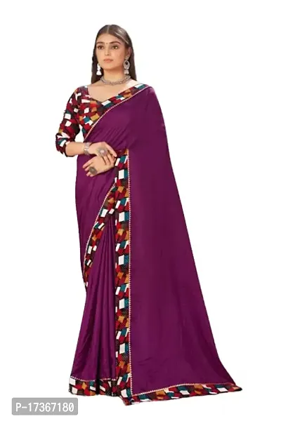 DAMIRA Women's Dola Silk Jacquard Less Border Saree (WINE)