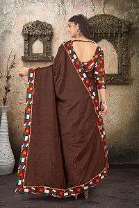 DAMIRA Women's Dola Silk Jacquard Less Border Saree (BROWN)-thumb2