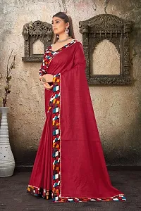 DAMIRA Women's Dola Silk Jacquard Less Border Saree (MAROON)-thumb1