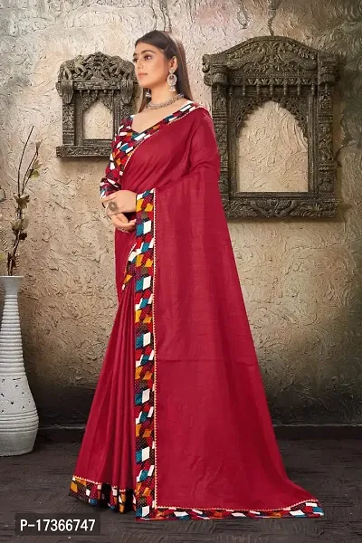 DAMIRA Women's Dola Silk Jacquard Less Border Saree (MAROON)-thumb2