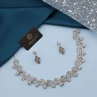 Sparkling Silver Brass Necklace With Earrings Jewellery Set For Women-thumb3