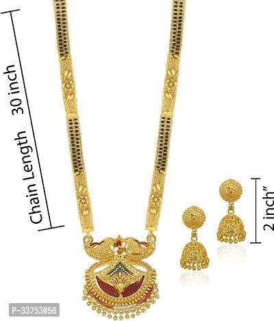 Sparkling Golden Brass Necklace With Earrings Jewellery Set For Women-thumb4